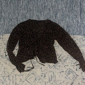 Cute tie up black and orange shirt